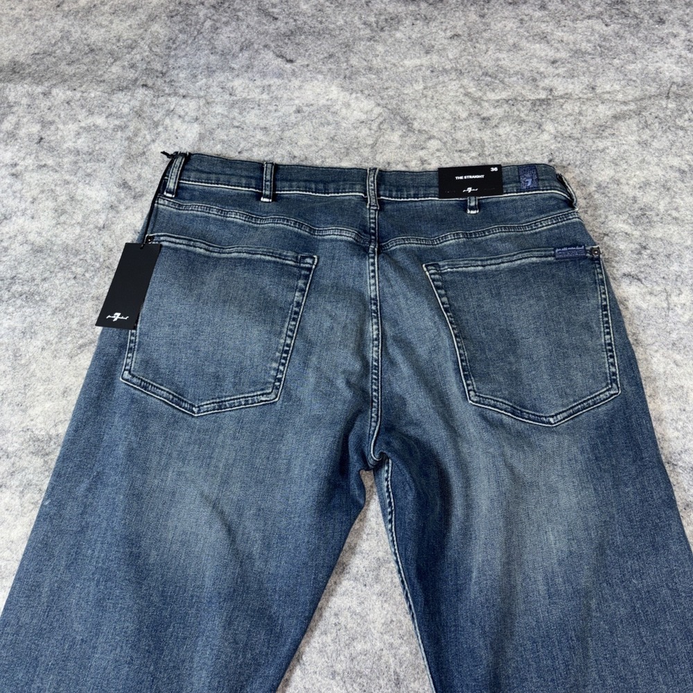 7 For All Mankind Jeans Mens 36x32 Blue The Straight Breckenridge Denim Stretch - Picture 7 of 11
